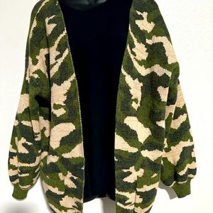 Camo print Cardigan Sweater